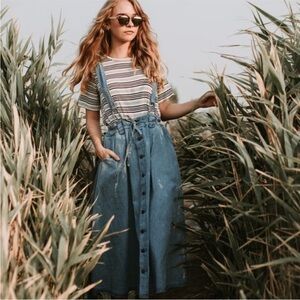 Free People Blue Maxi Skirt